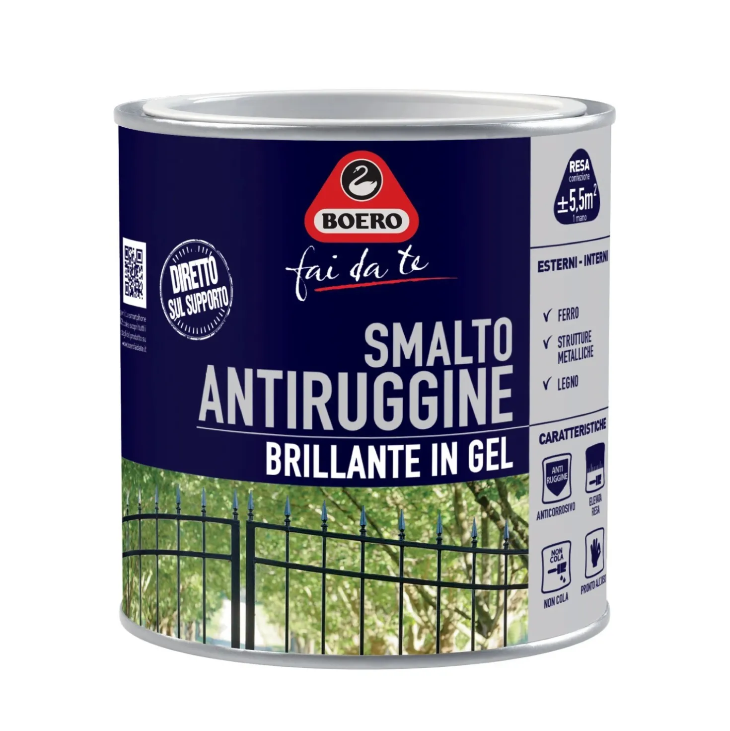Smalto antiruggine brillante grigio scuro 500 ml Boero