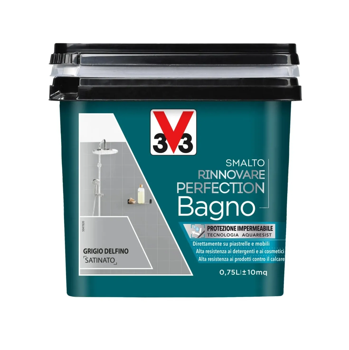 Smalto multimateriale per pareti Rinnovare Perfection Grigio Delfino sat 0,75 lt