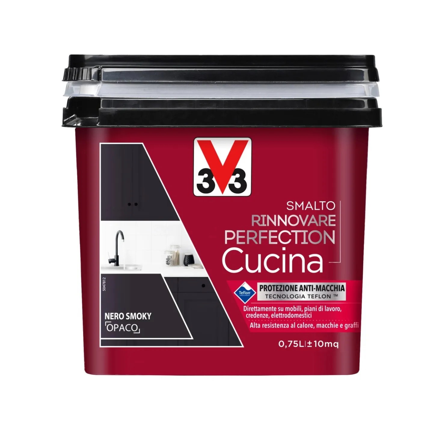 Smalto multimateriale per cucina Rinnovare Perfection Nero Smoky Opaco 0,75 lt