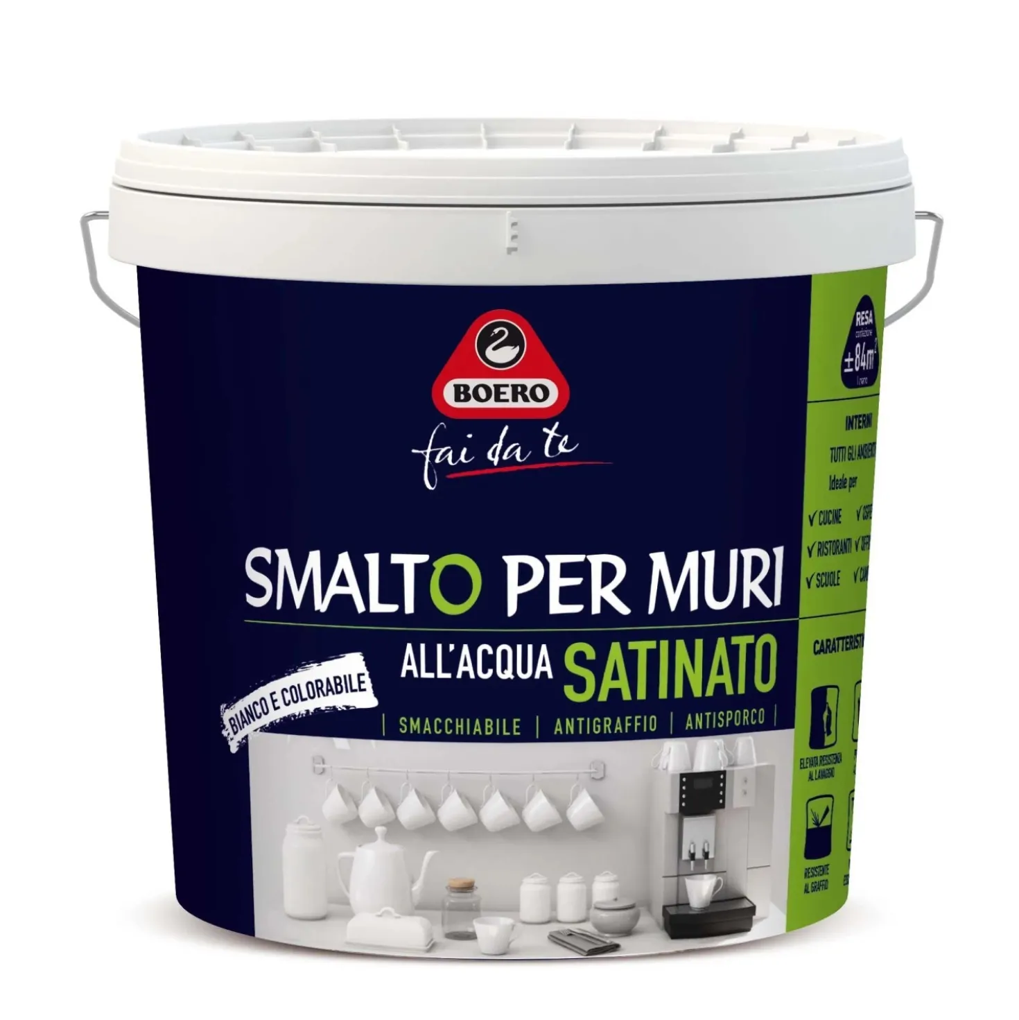 Smalto per muri Boero fai da te bianco satinato 2,5 l