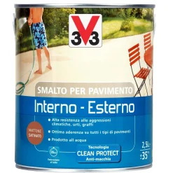 Smalto per Pavimenti Interno/Esterno all`acqua Mattone 2,5 l