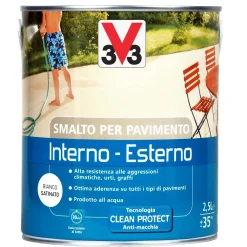 Smalto per Pavimenti Interno/Esterno all`acqua Bianco 2,5 l