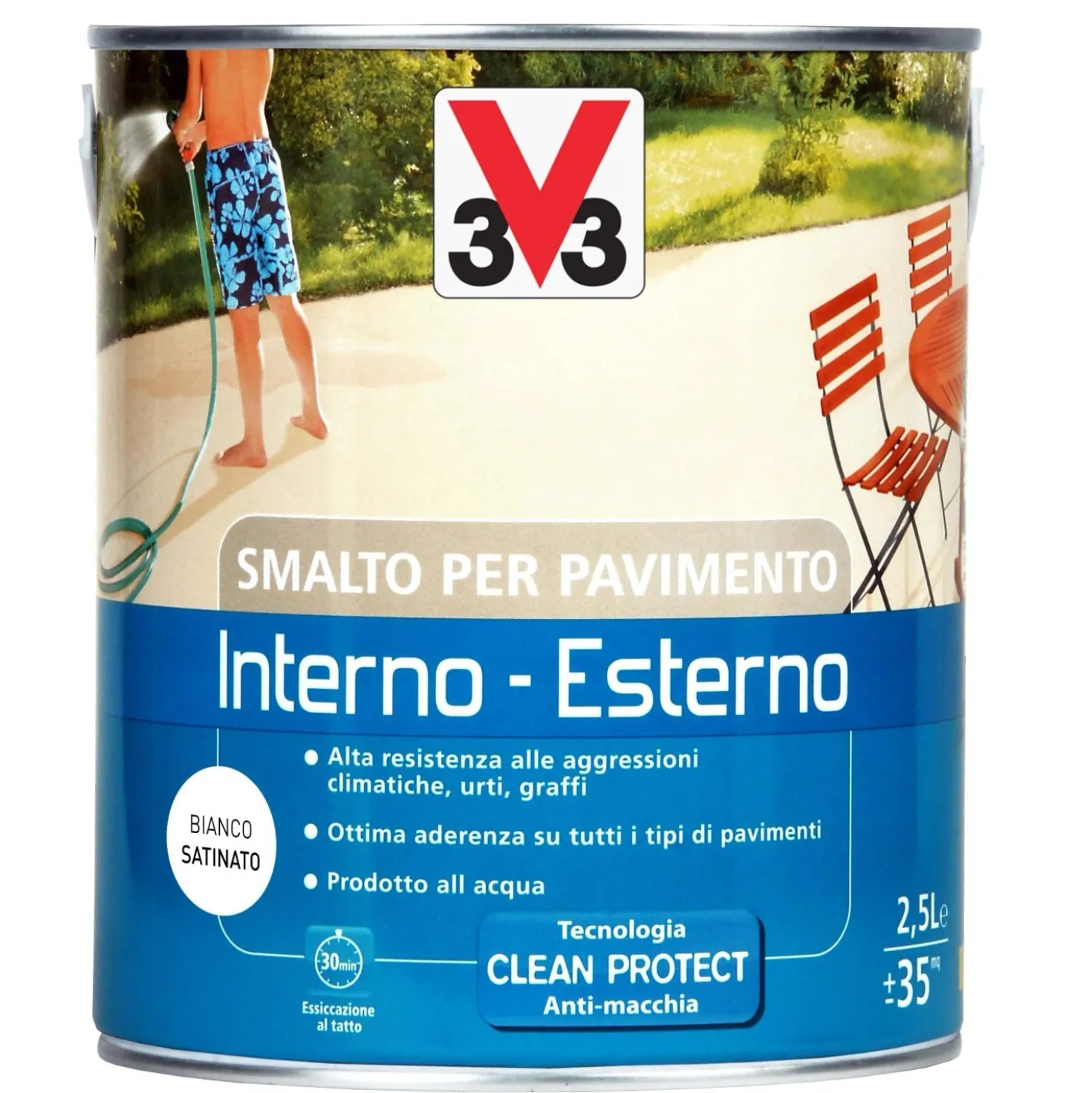 Smalto per Pavimenti Interno/Esterno all`acqua Bianco 2,5 l