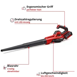 Soffiatore a batteria Einhell GE-UB 18/250 Li E 1x4,0Ah 18V aria 250 km/h