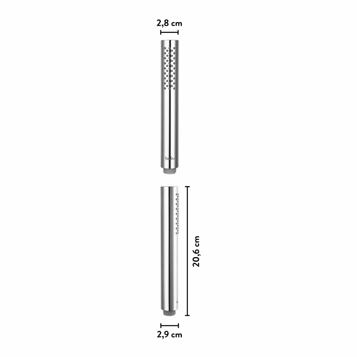Soffione doccia Baliv HBR-280.280 cromato Ø 2,8 x 20,6 cm
