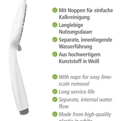 Soffione doccia Wenko Young 5 tipi di getto in ABS bianco