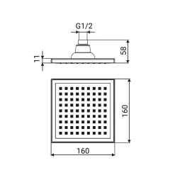Soffione quadro 16x16 cm cromato Serie Square