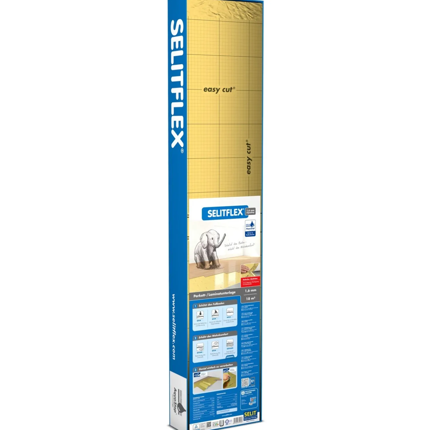 Sottopavimento isolamento acustico per parquet e laminato 1,6 mm 18 m² AquaStop