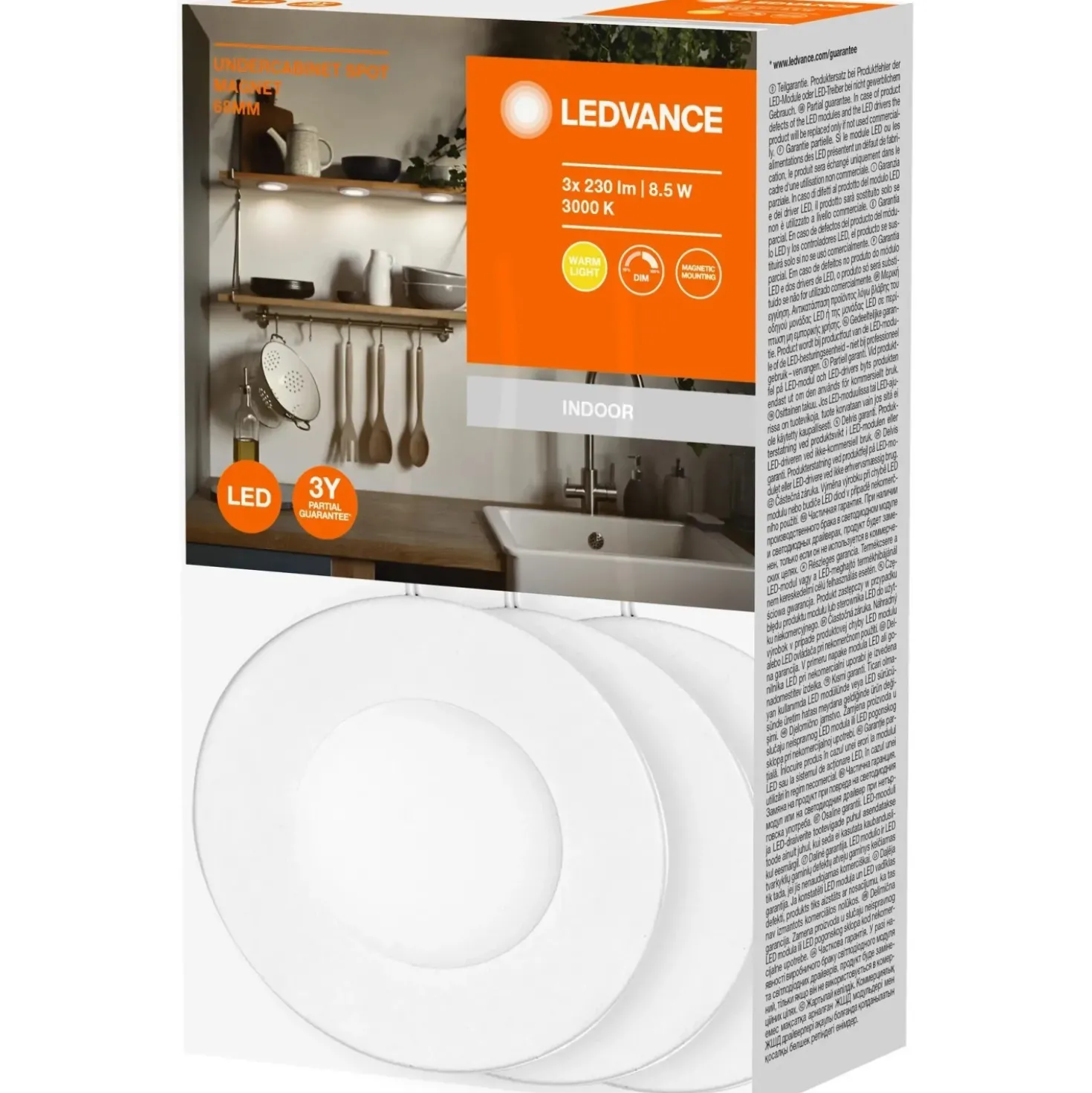 Sottopensile LED cucina Ledvance Spot Magnet 8 W 690 lm 3000 K Ø 7,5 cm