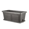 Sottovaso in plastica effetto legno antracite 94x36x5,5 cm
