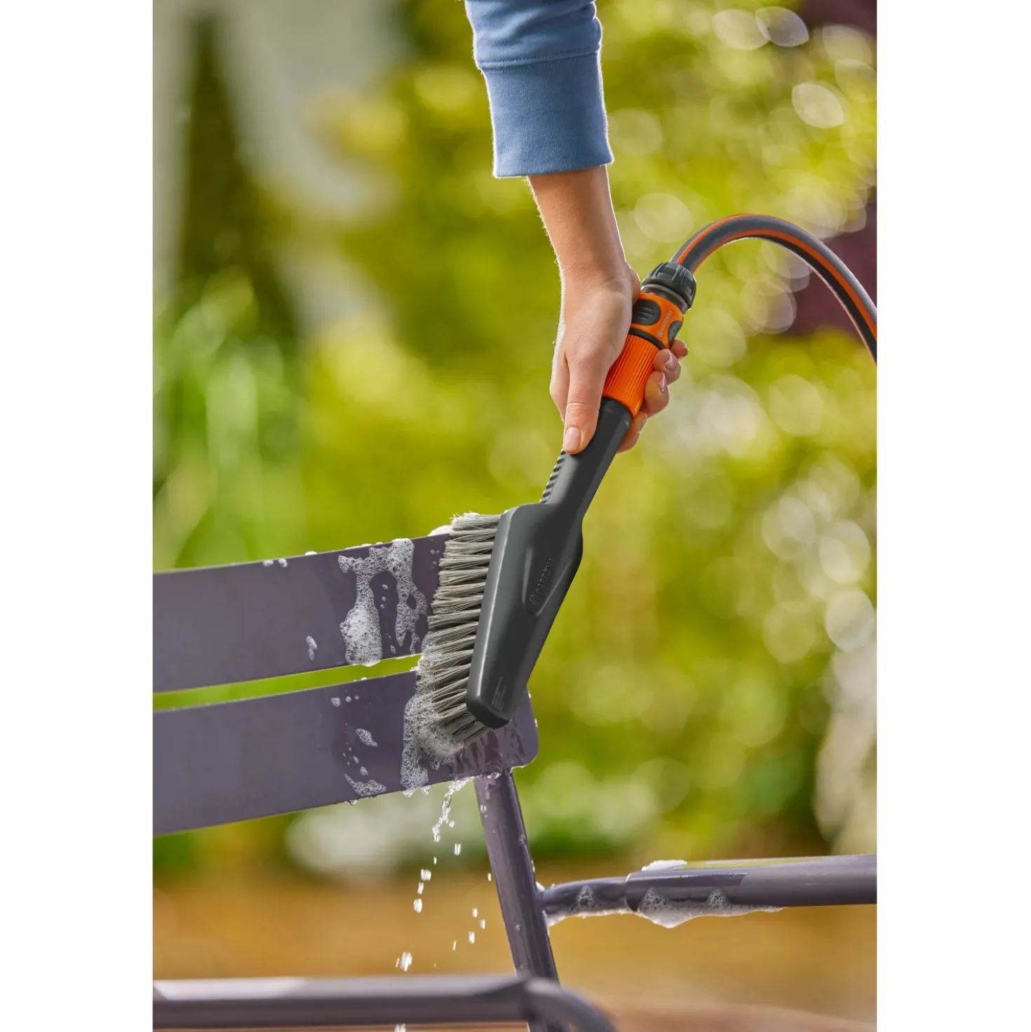 Spazzola manuale Gardena Cleansystem Soft S raccordo tubo flessibile antracite
