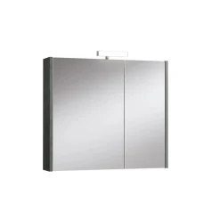 Specchiera 2 ante con lampada a led 80x70x15,5 cm cemento