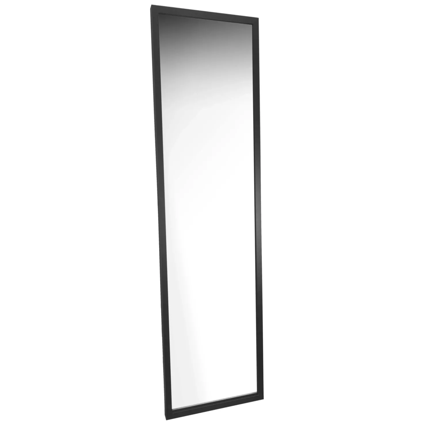 Specchiera box da parete con cornice in legno finitura nera 30x120 cm