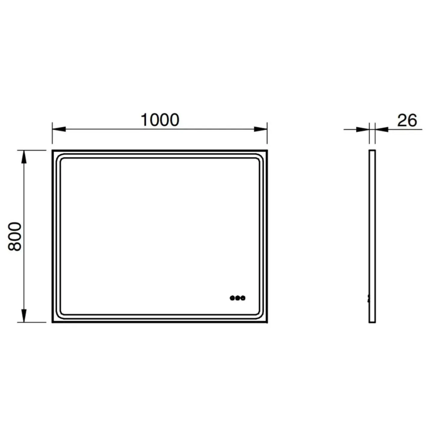 Specchio bagno Led Mia dimmerabile 100x80 cm