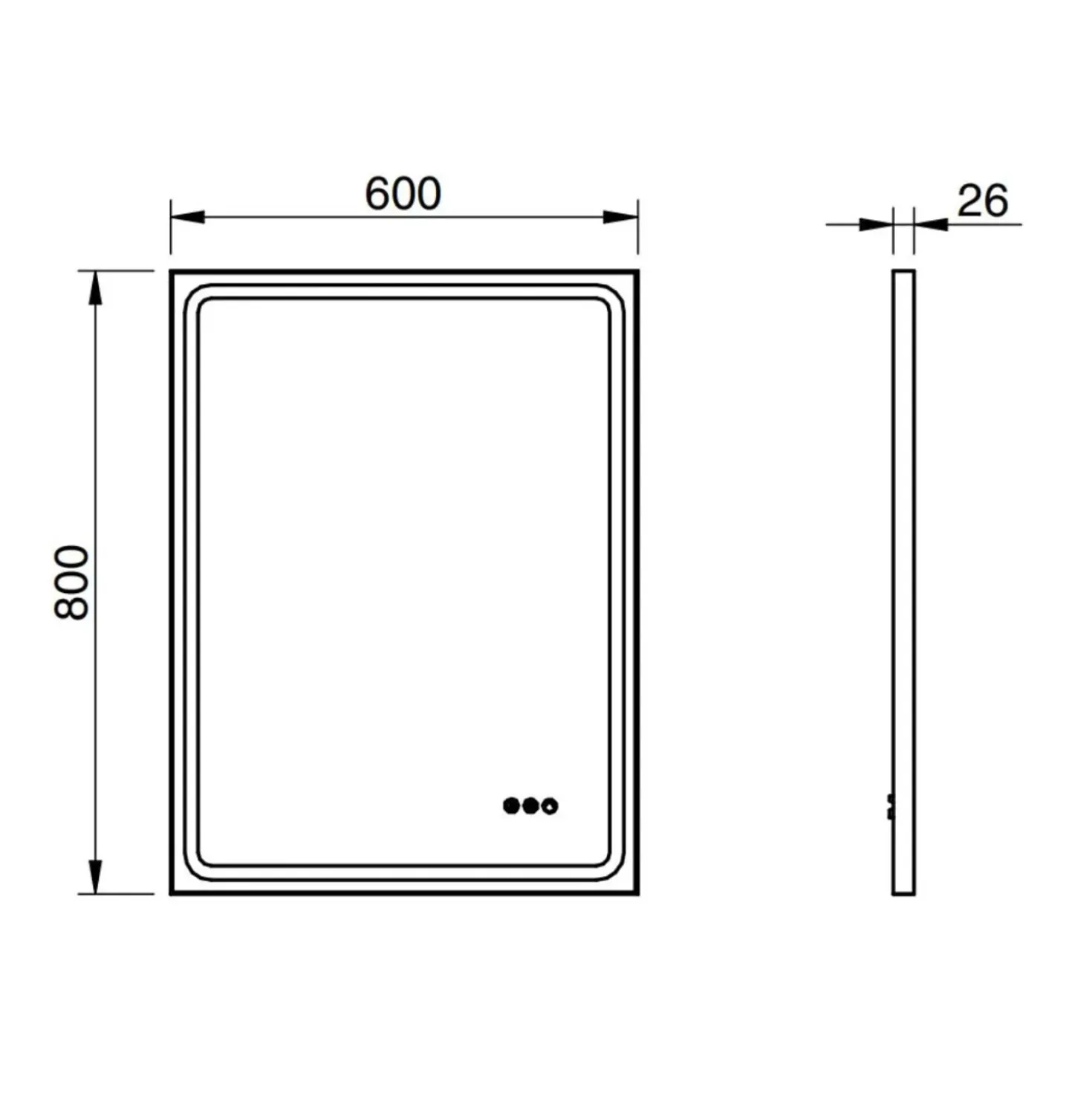 Specchio bagno Led Mia dimmerabile 60x80 cm