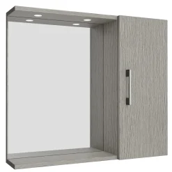 Specchio con armadietto a destra 66x58 cm grigio venato Clivia
