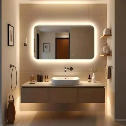 Specchio con cornice satinata 1,5 cm retroilluminata LED DORADO 100x70 cm