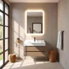Specchio con cornice satinata 1,5 cm retroilluminata LED DORADO 60x80 cm