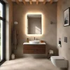 Specchio con cornice satinata 2,5 cm retroilluminata LED GIDEON 60x80 cm