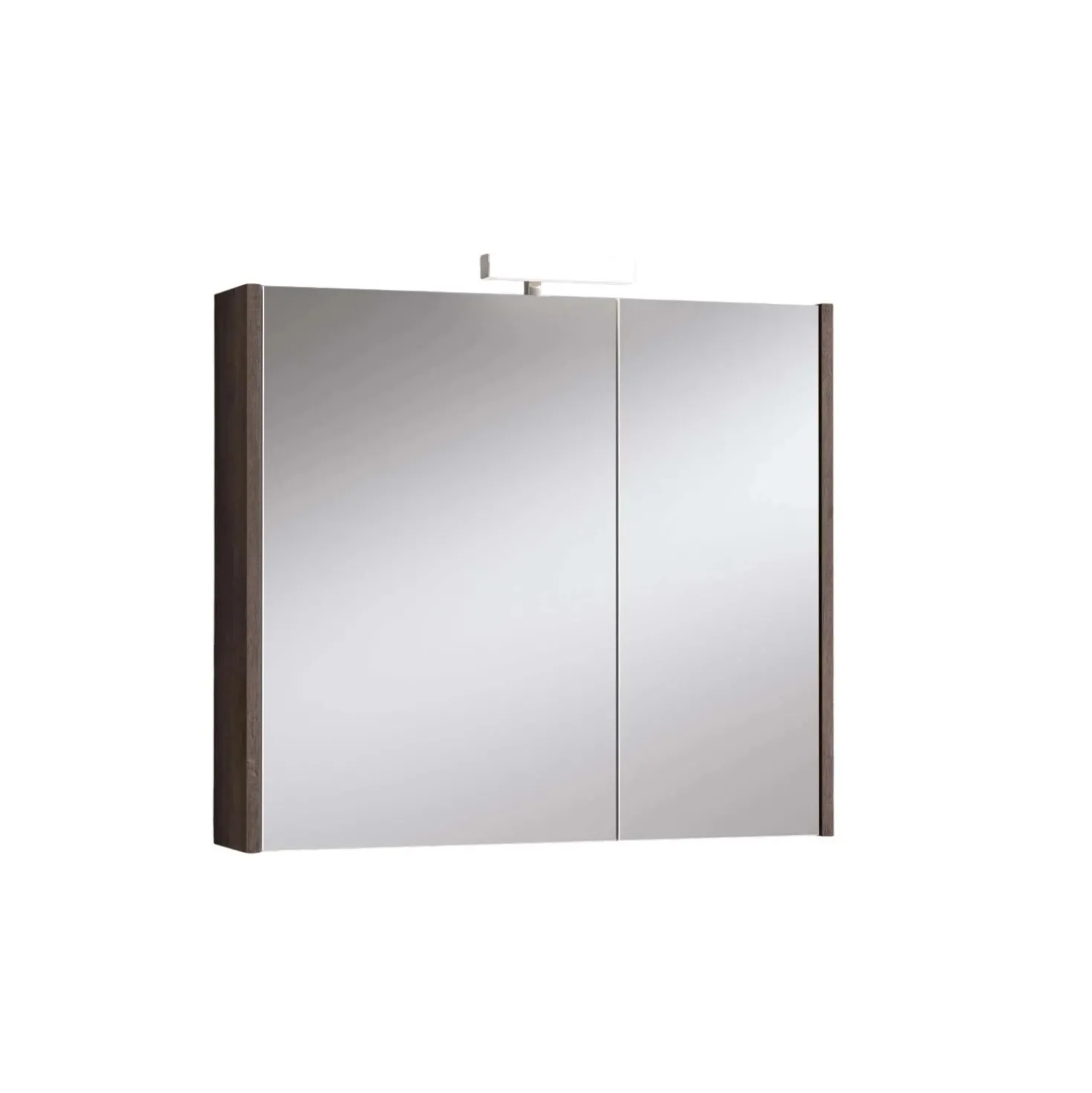 Specchio contenit. 2 ante con lampada rovere scuro 80x70x15,5 cm