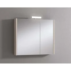 Specchio contenitenitore 2 ante con lampada olmo rousseau 80x70x15,5 cm