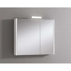 Specchio contenitore 2 ante con lampada bianco 80x70x15,5 cm