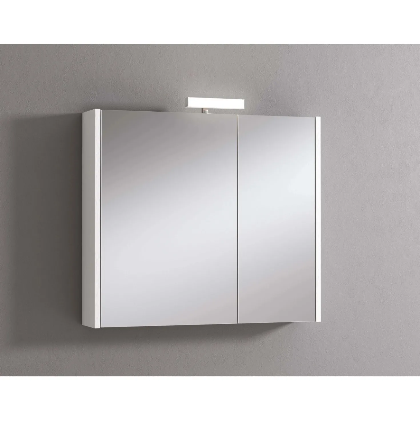 Specchio contenitore 2 ante con lampada bianco 80x70x15,5 cm