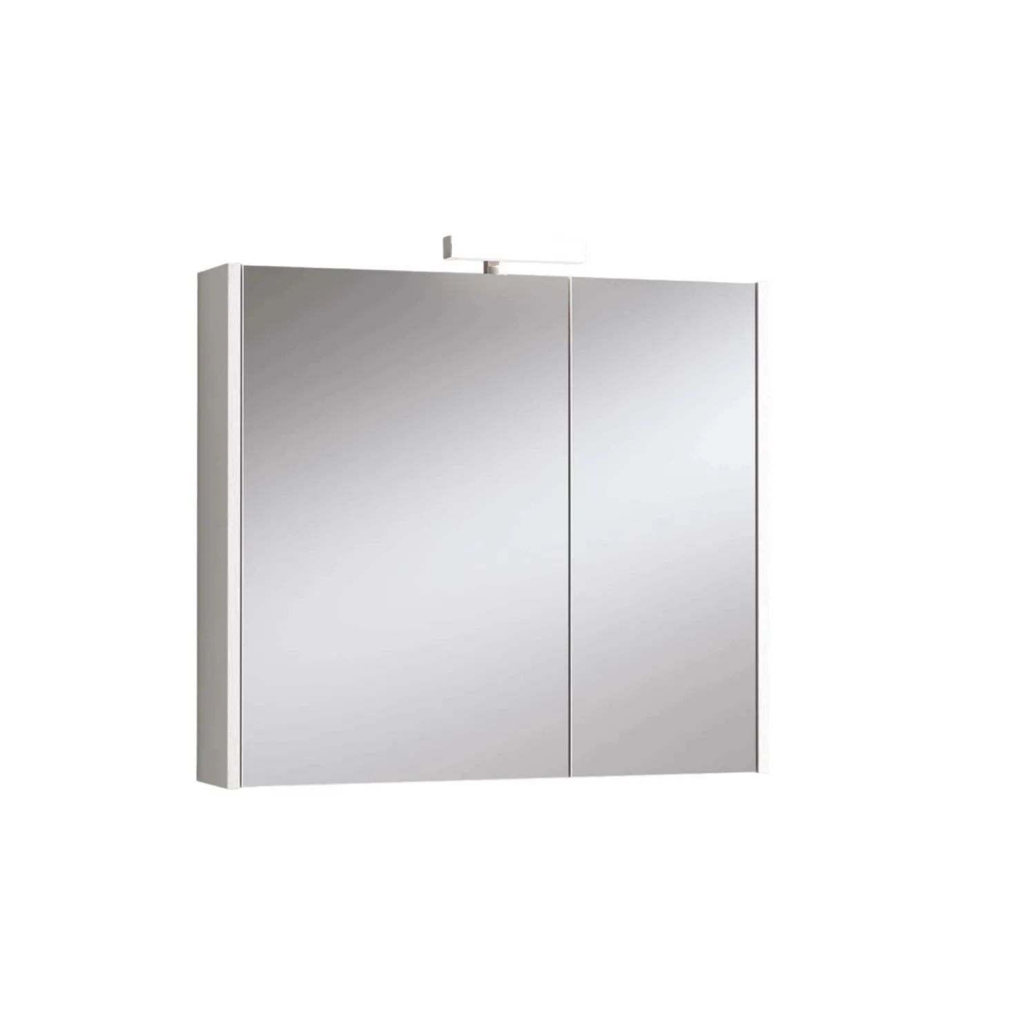 Specchio contenitore 2 ante con lampada bianco 80x70x15,5 cm