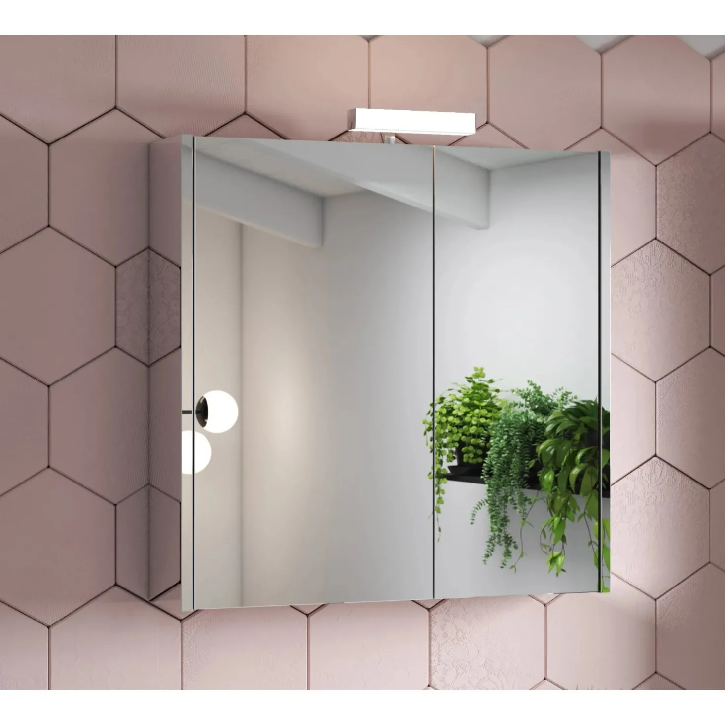 Specchio contenitore bagno 2 ante Akira 71,5x70x15,5 cm