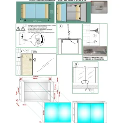 Specchio contenitore bagno con 2 ante e mensole bilaterali 680x1100x150 cm olmo