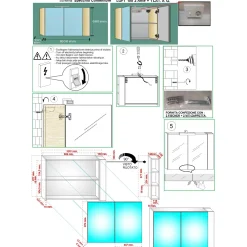 Specchio contenitore bagno a 2 ante e mensole unialterali 680x1100x150 cm olmo s