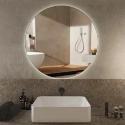 Specchio da bagno con illuminazione integrata rotondo Ø 80 x P 2.5 cm