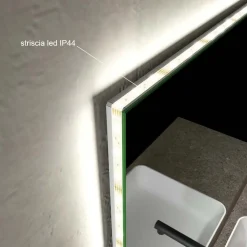 Specchio da bagno con illuminazione integrata rettangolare 120x70x2.5 cm