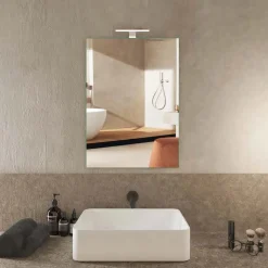 Specchio da bagno filo lucido reversibile con lampada led BADGE 60x80 cm