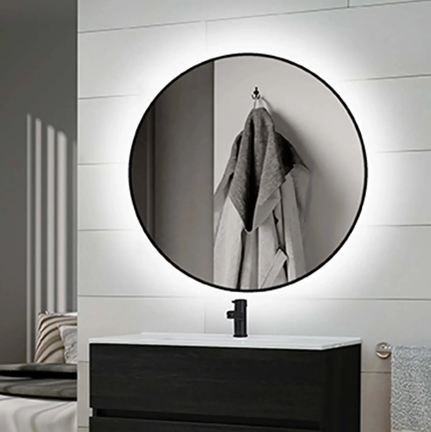 Specchio da bagno Sharon Round Black Ø 80 cm nero