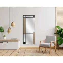 Specchio da parete Loft Two-Tone 60x150 cm rovere nero
