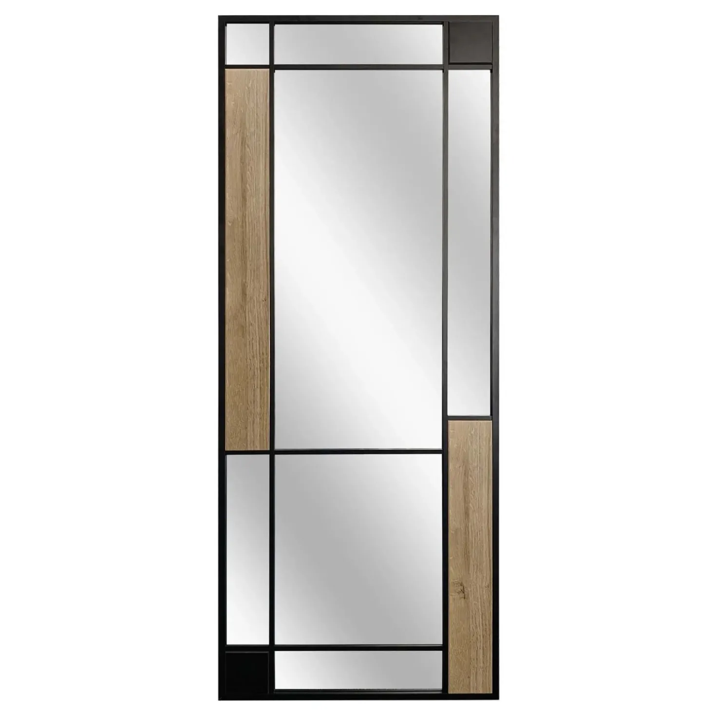 Specchio da parete Loft Two-Tone 60x150 cm rovere nero