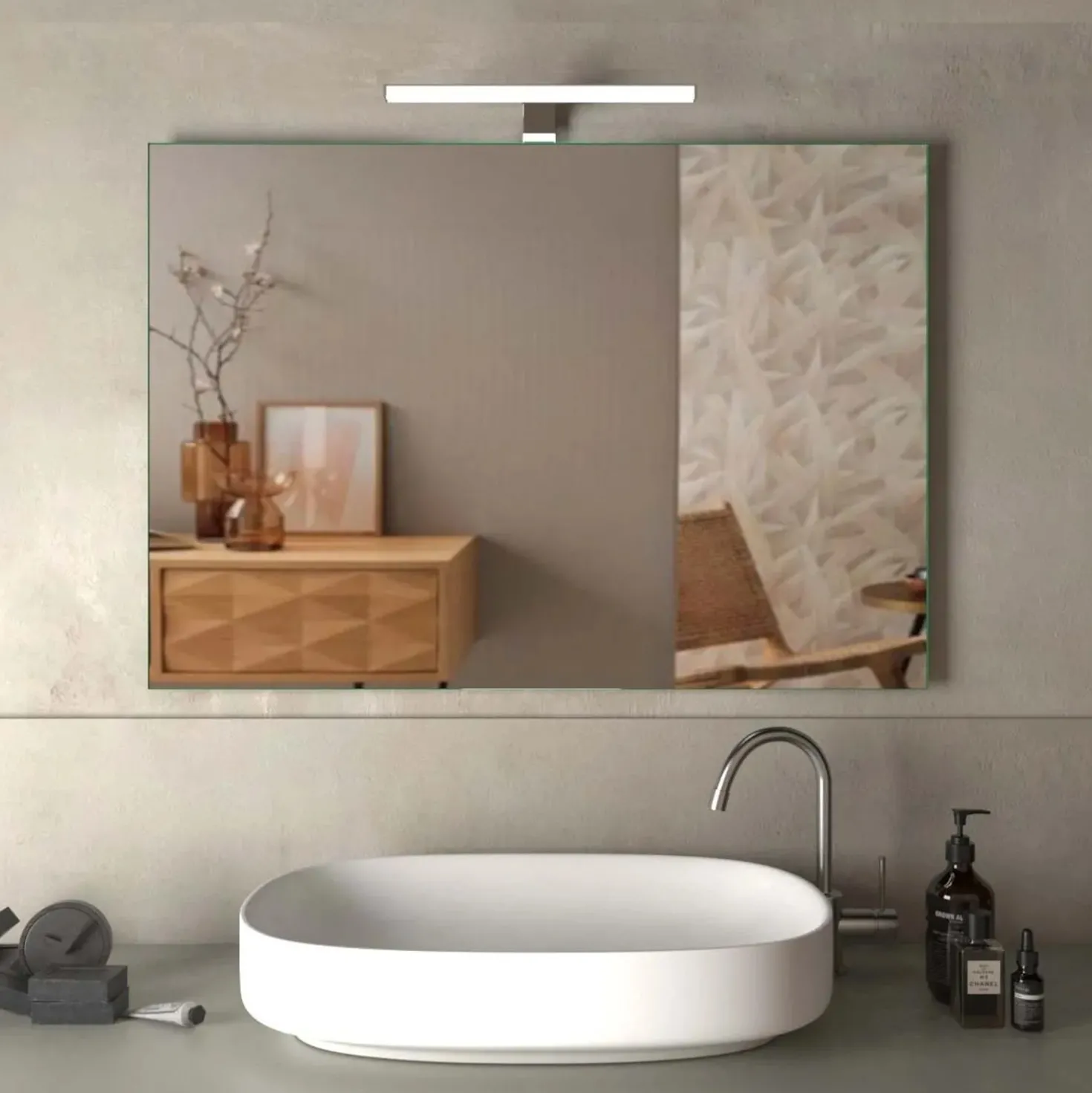 Specchio filo lucido TAKE 100x70 cm reversibile con lampada led
