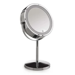 Specchio ingranditore Gemma 5x bifacciale con LED cromo