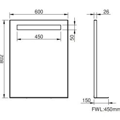 Specchio Led Carol con profilo nero con mensola metallo 60x80 cm