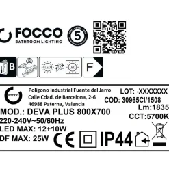 Specchio Led per Bagno Deva Plus 80x70 cm
