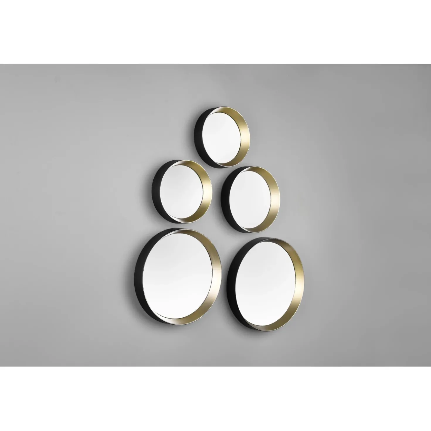 Specchio Lia Ø 25/23/18/15 cm nero-oro 5 pz