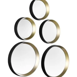 Specchio Lia Ø 25/23/18/15 cm nero-oro 5 pz