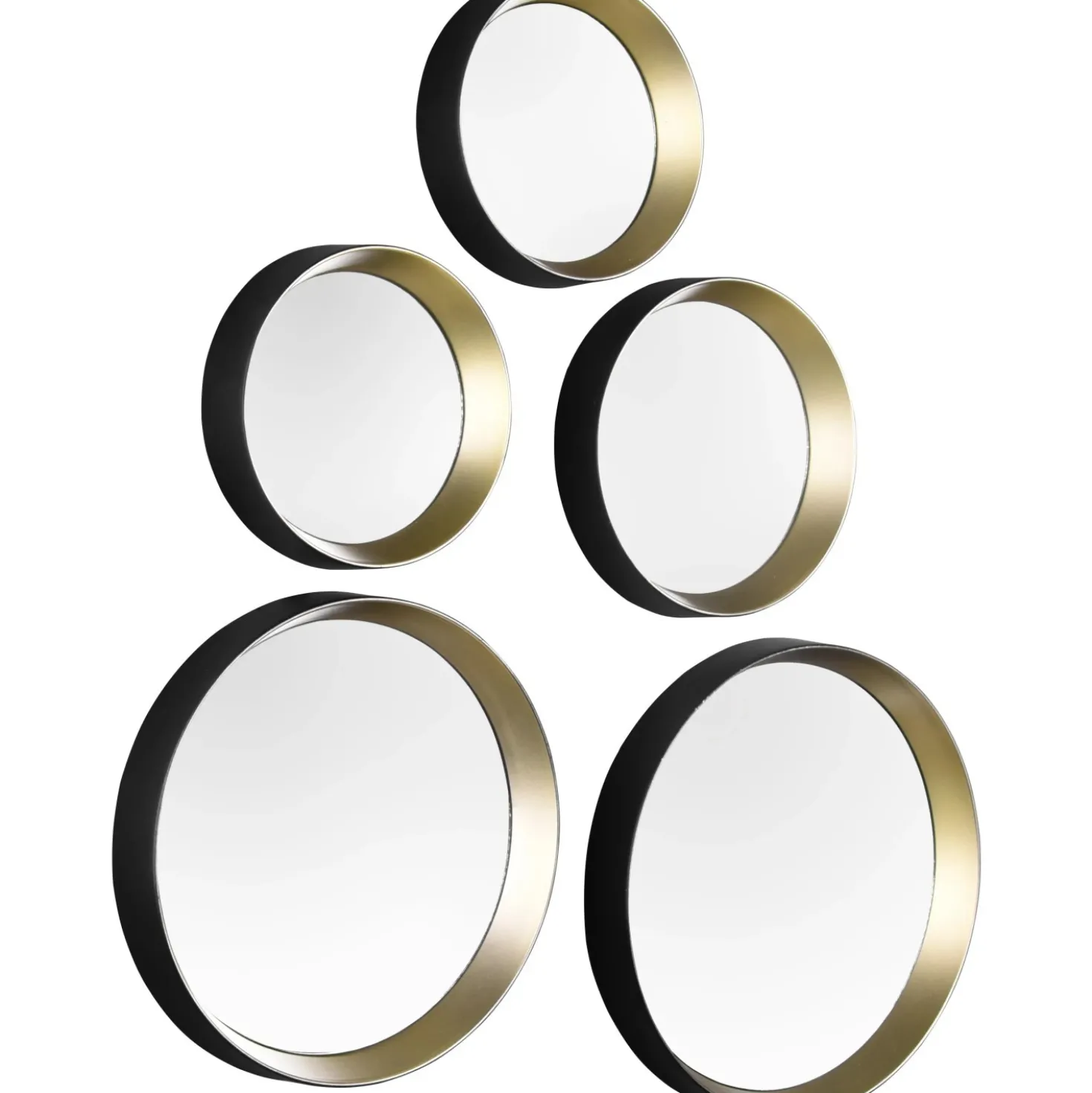 Specchio Lia Ø 25/23/18/15 cm nero-oro 5 pz