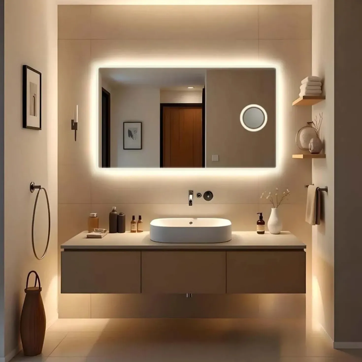 Specchio reversibile sabbiato retroilluminato LED COMET 100x70 cm