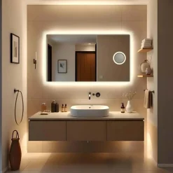 Specchio reversibile sabbiato retroilluminato LED COMET 120x70 cm