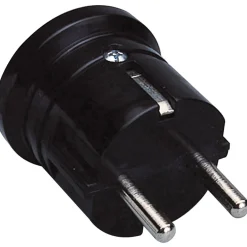 Spina stand.tedesco 16 A 2P+T (terra lat.) uscita cavo assiale nera