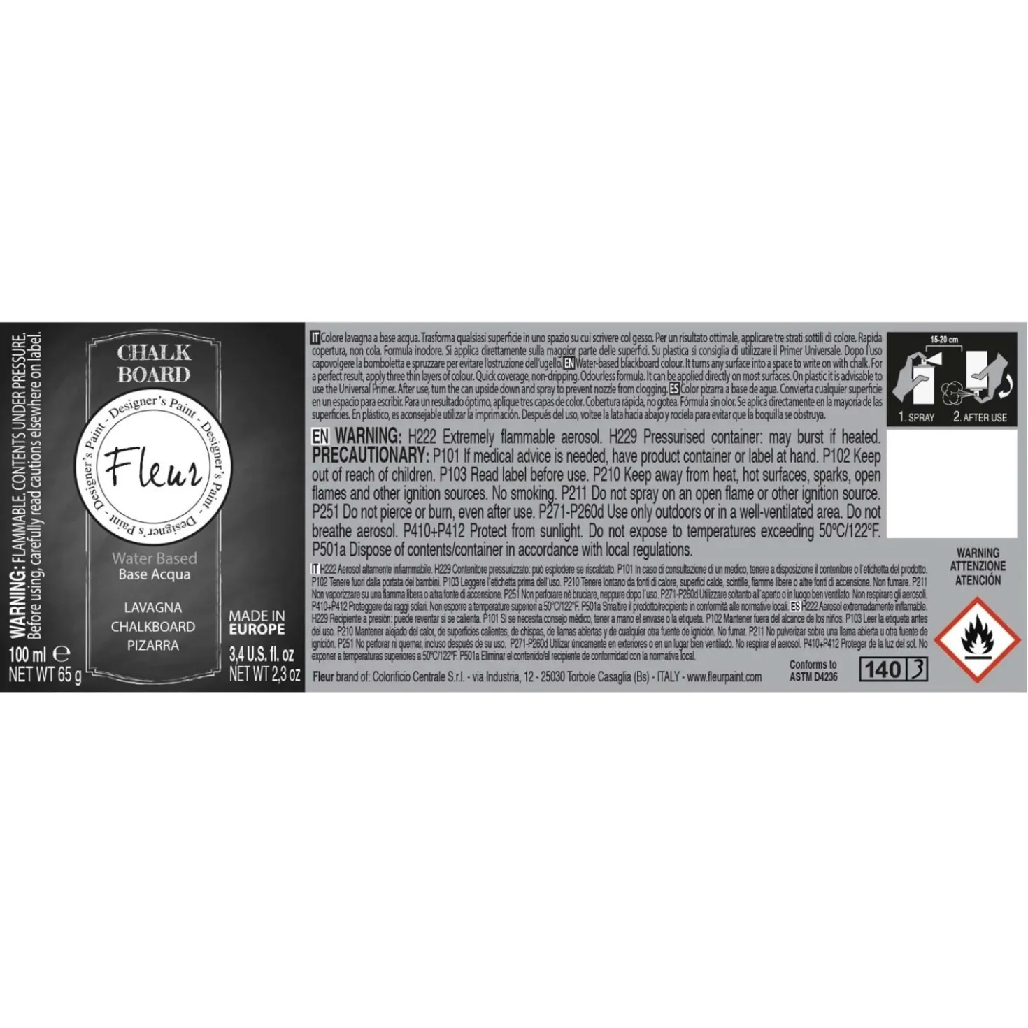 Spray lavagna Fleur F77 nero 100 ml