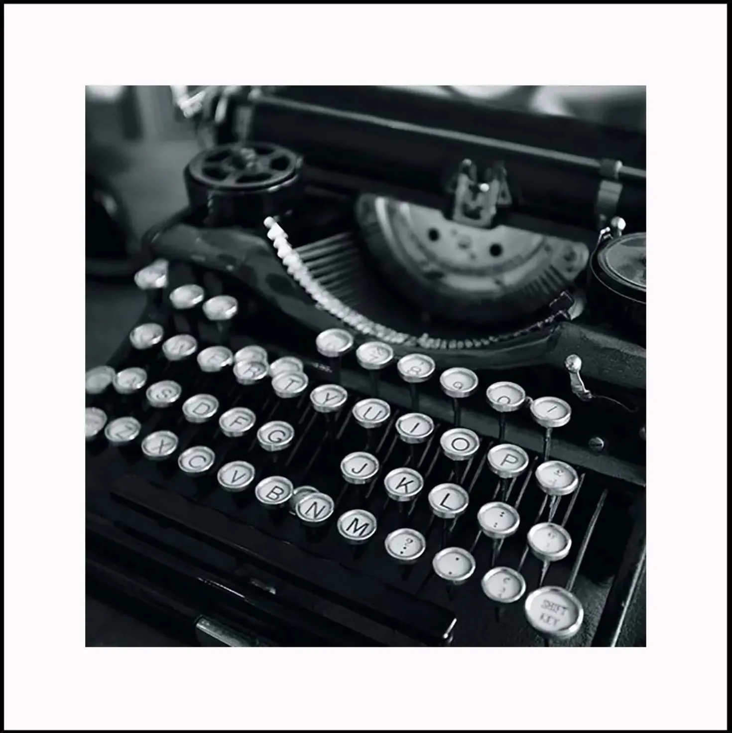 Stampa con cornice Macchina da scrivere nero 30x30 cm