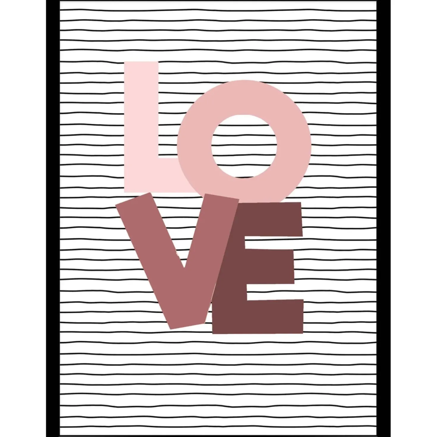 Stampa con cornice Pink love nero 30x40 cm